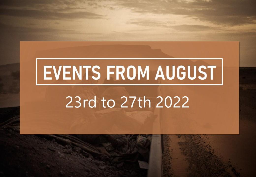 Events of the week of august 23 to 27
