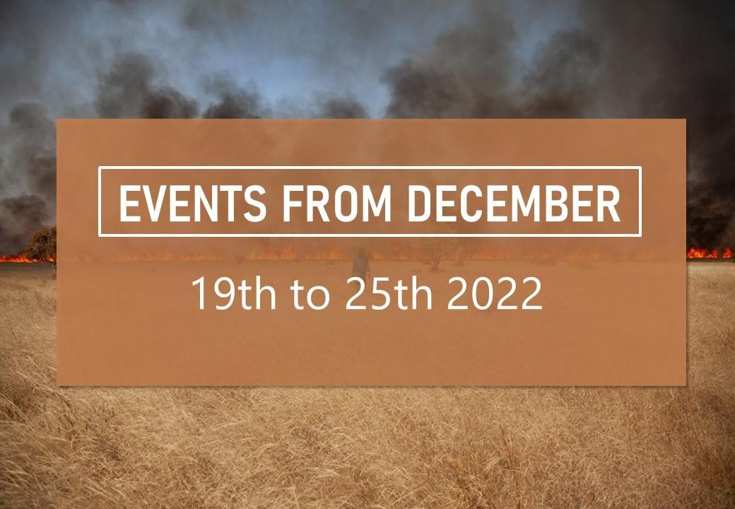 Events of the week from December 19th to the 25th 2022